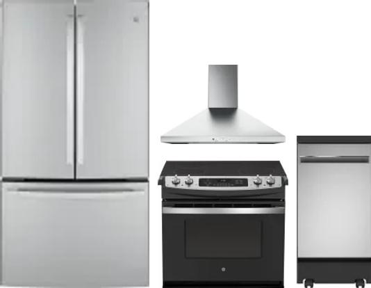 4 Piece Package Includes Refrigerator, Range, Hood And Dishwasher