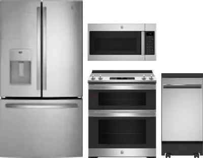 4 Piece Package Includes Refrigerator, Range, Microwave And Dishwasher