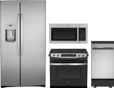 4 Piece Package Includes Refrigerator, Range, Microwave And Dishwasher
