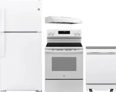 4 Piece Package Includes Refrigerator, Range, Hood And Dishwasher