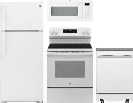 4 Piece Package Includes Refrigerator, Range, Microwave And Dishwasher