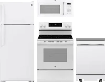 4 Piece Package Includes Refrigerator, Range, Microwave And Dishwasher