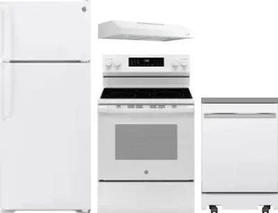 4 Piece Package Includes Refrigerator, Range, Hood And Dishwasher