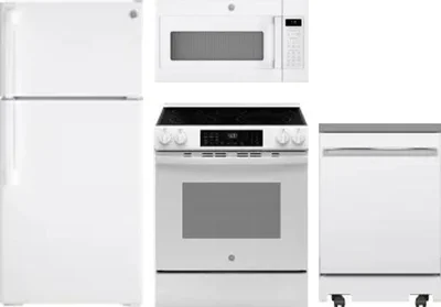 4 Piece Package Includes Refrigerator, Range, Microwave And Dishwasher