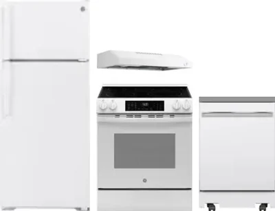 4 Piece Package Includes Refrigerator, Range, Hood And Dishwasher