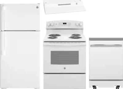 4 Piece Package Includes Refrigerator, Range, Hood And Dishwasher