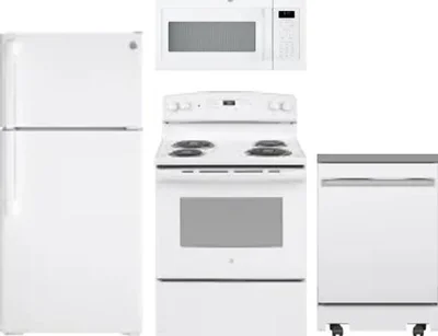 4 Piece Package Includes Refrigerator, Range, Microwave And Dishwasher