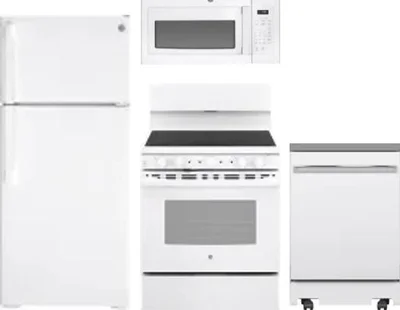4 Piece Package Includes Refrigerator, Range, Microwave And Dishwasher