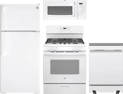 4 Piece Package Includes Refrigerator, Range, Microwave And Dishwasher