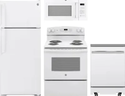 4 Piece Package Includes Refrigerator, Range, Microwave And Dishwasher