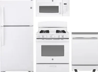 4 Piece Package Includes Refrigerator, Range, Microwave And Dishwasher