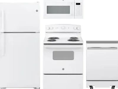 4 Piece Package Includes Refrigerator, Range, Microwave And Dishwasher