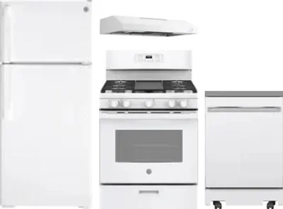 4 Piece Package Includes Refrigerator, Range, Hood And Dishwasher