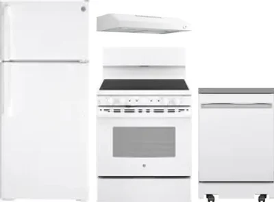 4 Piece Package Includes Refrigerator, Range, Hood And Dishwasher