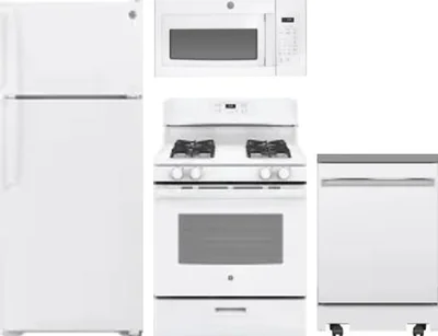 4 Piece Package Includes Refrigerator, Range, Microwave And Dishwasher