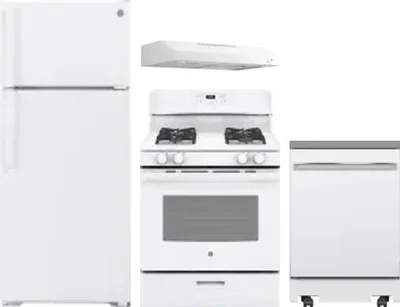 4 Piece Package Includes Refrigerator, Range, Hood And Dishwasher
