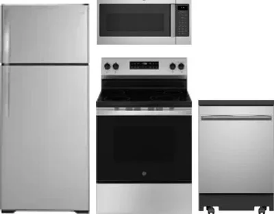 4 Piece Package Includes Refrigerator, Range, Microwave And Dishwasher
