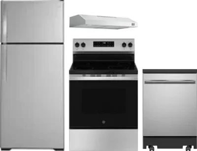 4 Piece Package Includes Refrigerator, Range, Hood And Dishwasher