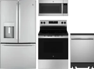 4 Piece Package Includes Refrigerator, Range, Microwave And Dishwasher