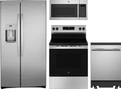 4 Piece Package Includes Refrigerator, Range, Microwave And Dishwasher