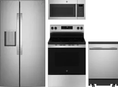 4 Piece Package Includes Refrigerator, Range, Microwave And Dishwasher