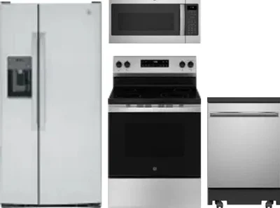 4 Piece Package Includes Refrigerator, Range, Microwave And Dishwasher