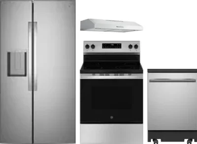 4 Piece Package Includes Refrigerator, Range, Hood And Dishwasher