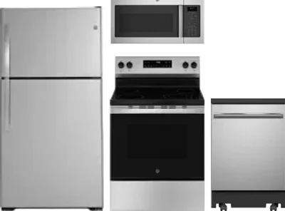 4 Piece Package Includes Refrigerator, Range, Microwave And Dishwasher