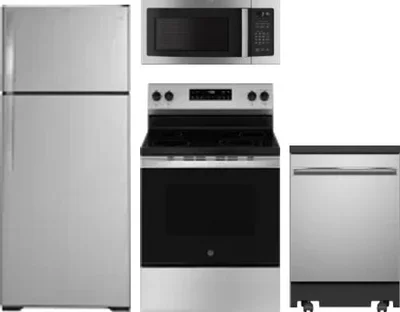 4 Piece Package Includes Refrigerator, Range, Microwave And Dishwasher