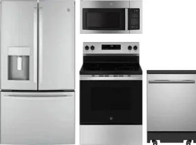4 Piece Package Includes Refrigerator, Range, Microwave And Dishwasher