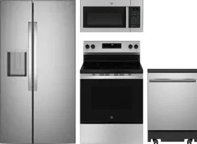 4 Piece Package Includes Refrigerator, Range, Microwave And Dishwasher