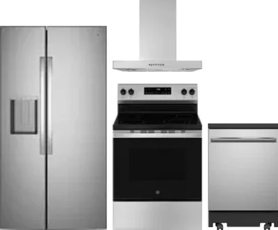 4 Piece Package Includes Refrigerator, Range, Hood And Dishwasher