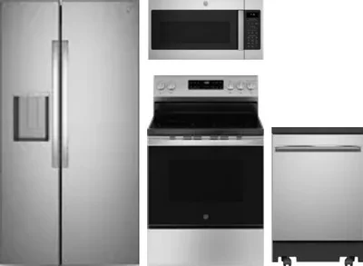 4 Piece Package Includes Refrigerator, Range, Microwave And Dishwasher