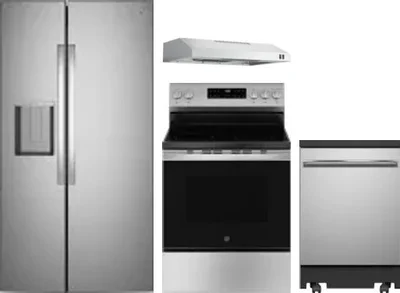 4 Piece Package Includes Refrigerator, Range, Hood And Dishwasher