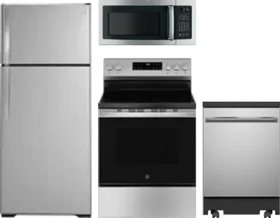 4 Piece Package Includes Refrigerator, Range, Microwave And Dishwasher