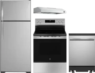 4 Piece Package Includes Refrigerator, Range, Hood And Dishwasher