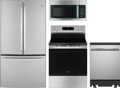 4 Piece Package Includes Refrigerator, Range, Microwave And Dishwasher