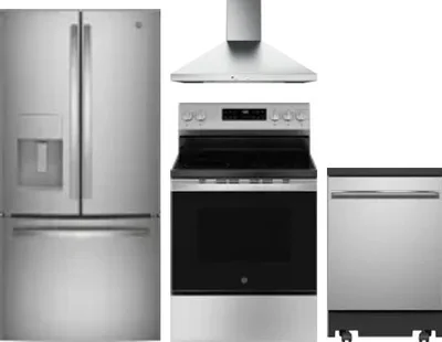 4 Piece Package Includes Refrigerator, Range, Hood And Dishwasher