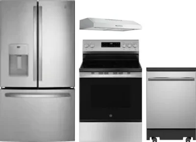 4 Piece Package Includes Refrigerator, Range, Hood And Dishwasher