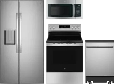 4 Piece Package Includes Refrigerator, Range, Microwave And Dishwasher