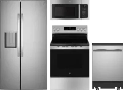4 Piece Package Includes Refrigerator, Range, Microwave And Dishwasher