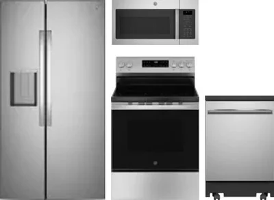 4 Piece Package Includes Refrigerator, Range, Microwave And Dishwasher