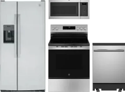 4 Piece Package Includes Refrigerator, Range, Microwave And Dishwasher