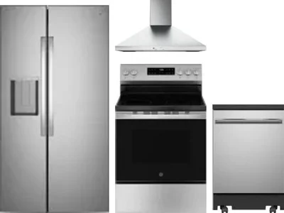 4 Piece Package Includes Refrigerator, Range, Hood And Dishwasher