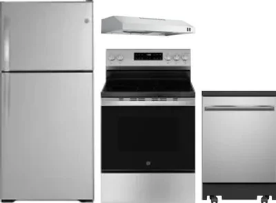 4 Piece Package Includes Refrigerator, Range, Hood And Dishwasher