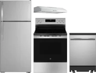 4 Piece Package Includes Refrigerator, Range, Hood And Dishwasher