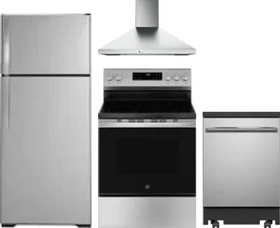 4 Piece Package Includes Refrigerator, Range, Hood And Dishwasher