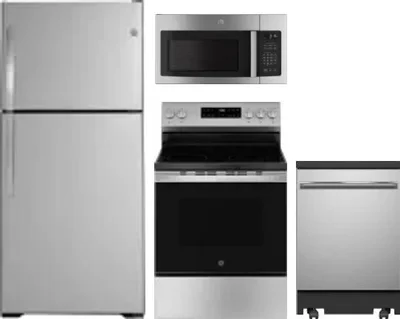 4 Piece Package Includes Refrigerator, Range, Microwave And Dishwasher