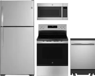 4 Piece Package Includes Refrigerator, Range, Microwave And Dishwasher