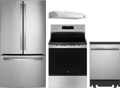 4 Piece Package Includes Refrigerator, Range, Hood And Dishwasher